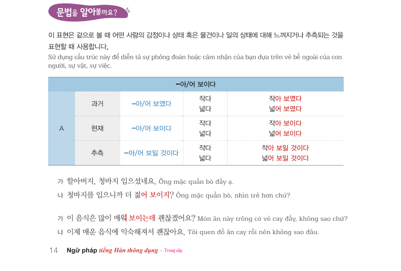Bìa của sách ngữ pháp tiếng Hàn thông dụng trung cấp