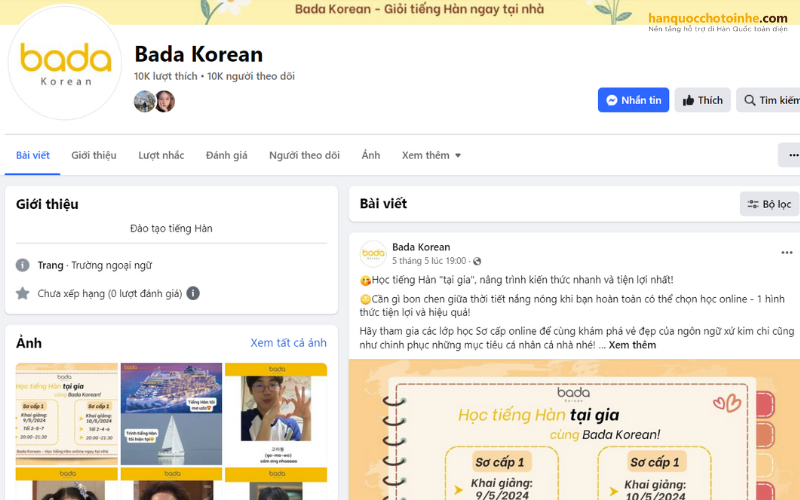 Tiếng Hàn trực tuyến với Bada