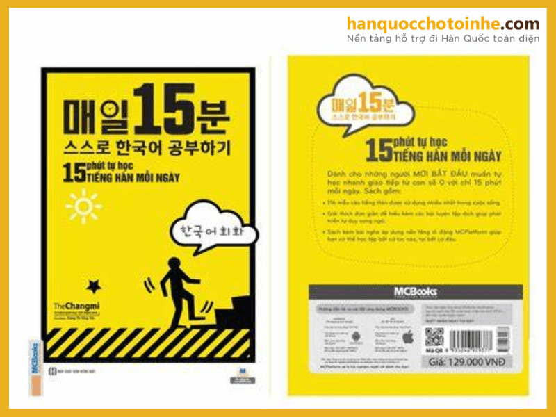 Bìa cuốn sách 15 phút tự học tiếng Hàn mỗi ngày