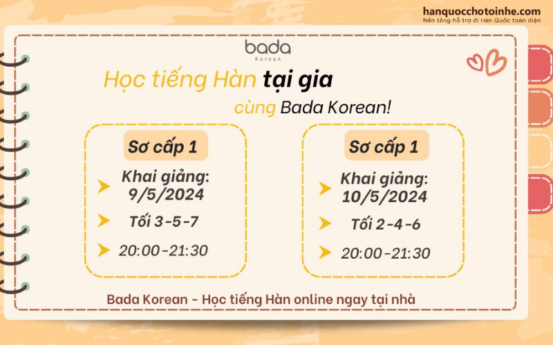 Tiếng Hàn Online Bada Korea - lựa chọn hàng đầu