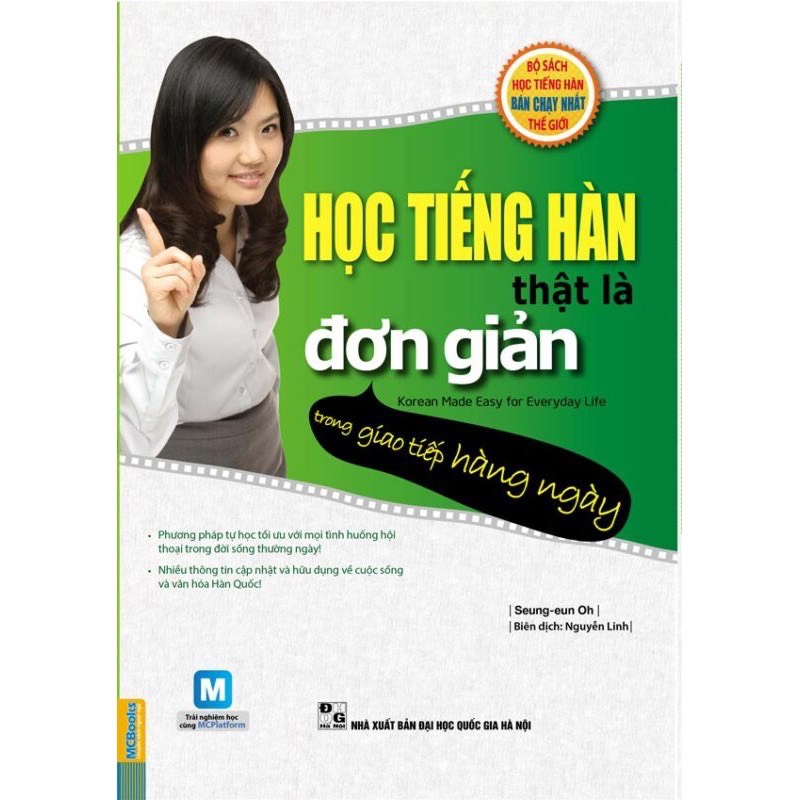 Ảnh bìa của sách học tiếng Hàn thật là đơn giản trong giao tiếp