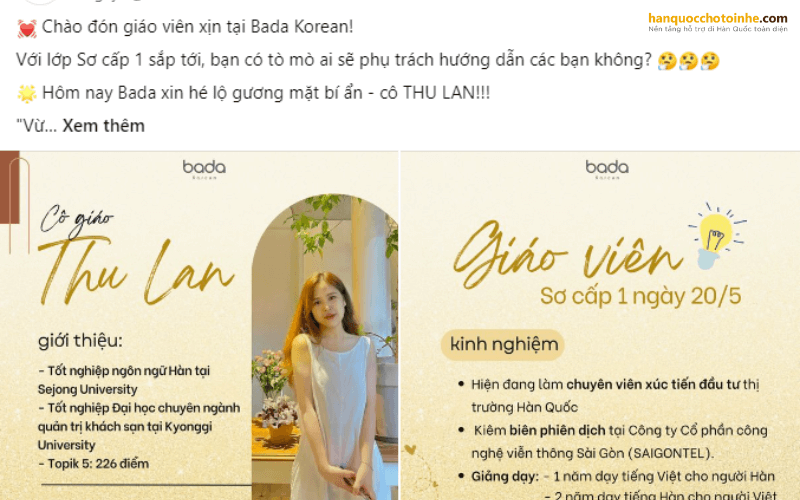 Học tiếng Hàn Online Bada Korean