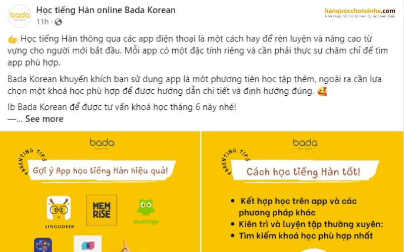 Trung tâm tiếng Hàn Online Bada Korea