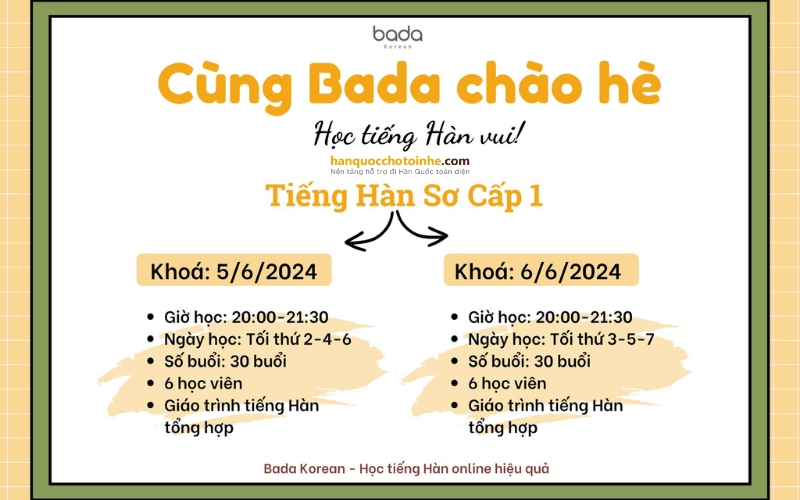 Trung tâm tiếng Hàn Online Bada Korea