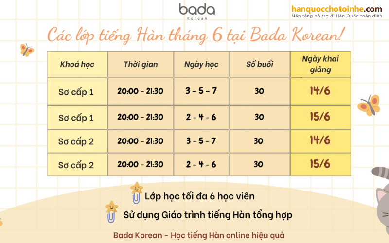 Học tiếng Hàn Online Bada korea